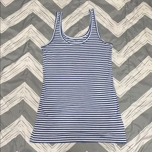 Blue and white striped tank